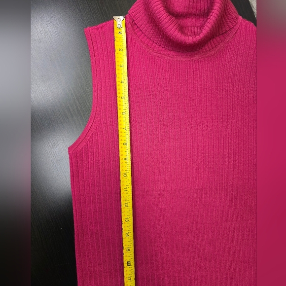 Liz Claiborne Collection Turtle Neck Sleeveless Silk Hot Pink Top Size Small - Picture 11 of 16